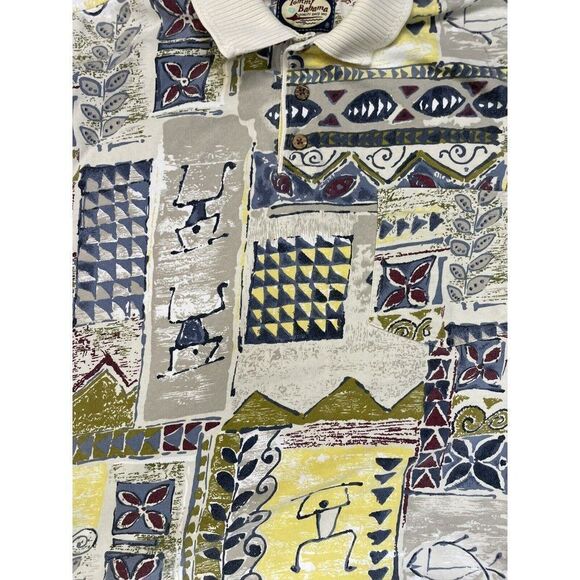 Tommy Bahama All Over Print Polo Shirt Men Slim Fit Large Short Sleeve - Picture 2 of 5